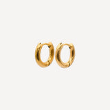 Gold hoop earrings on a white background