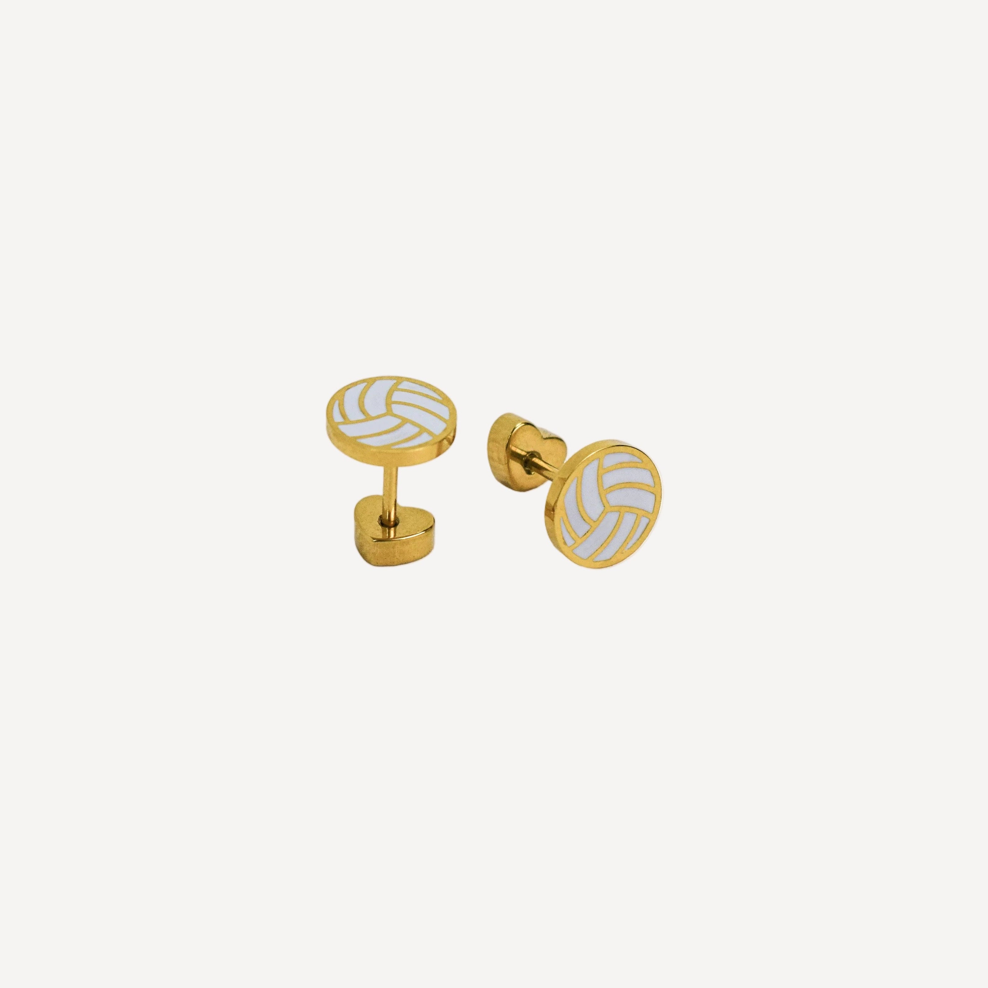 Gold cufflinks with a rope design on a white background